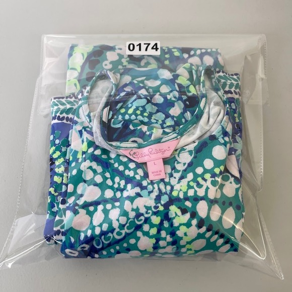 Lilly Pulitzer Hayes Bell Sleeve‎ Shift Dress Geometric Artsy Resort Blue Large - Picture 12 of 12